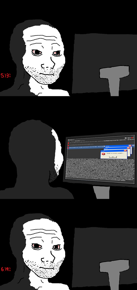 Wojak reading error codes — Wojak meme