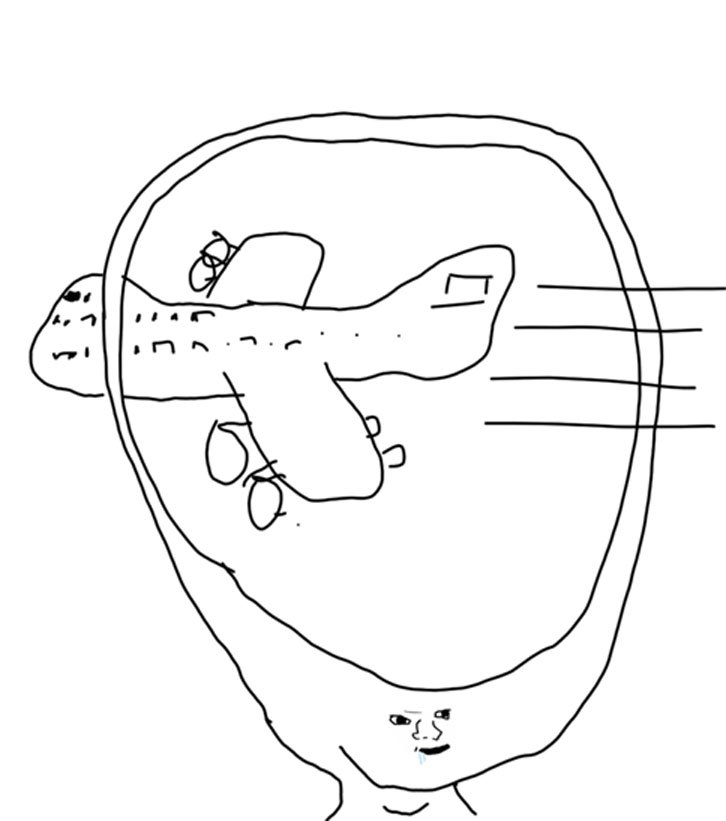Brainlet jet flies through brain — Brainlet meme