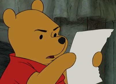 Pooh confused reading paper — Reaction meme