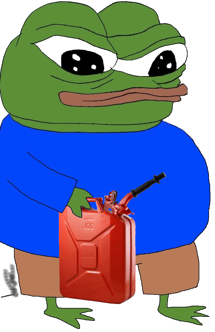 Pepe holding gas can — Pepe meme