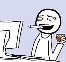 Computer guy laughing smoking — Reaction meme