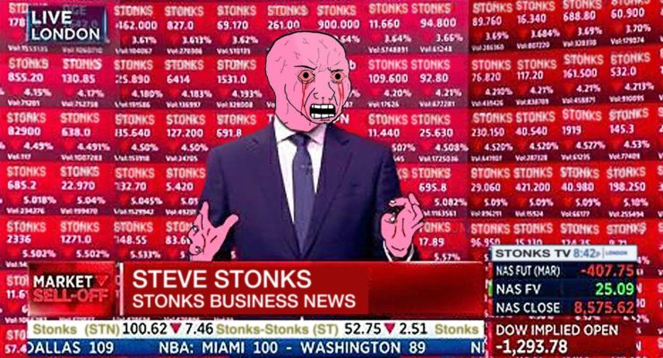Pink wojak stonk reporter — Wojak meme