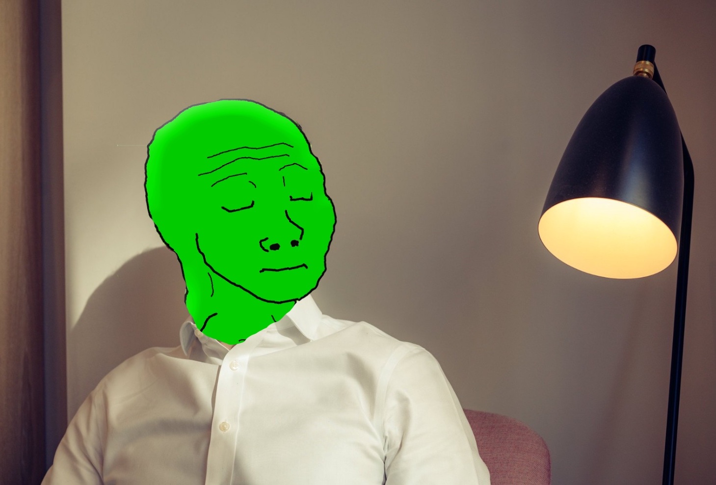 Wojak green lamp satisfied — Wojak meme