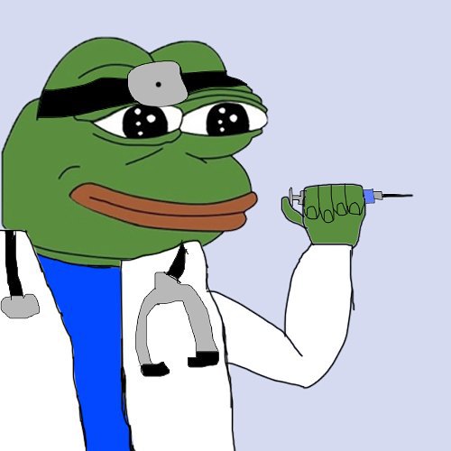 Pepe doctor holding syringe — Pepe meme