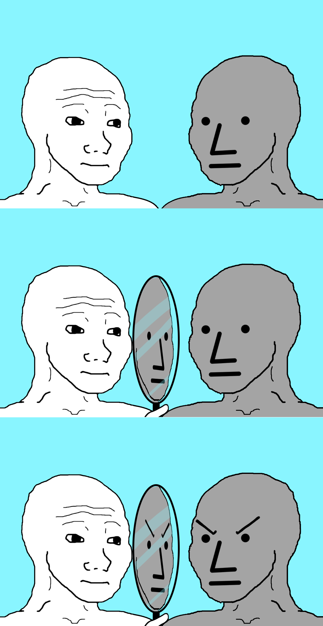 Wojak shows wojak npc face — Wojak meme