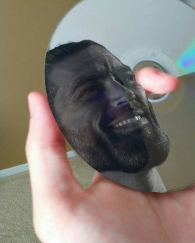 Chad face in cd — Reaction meme