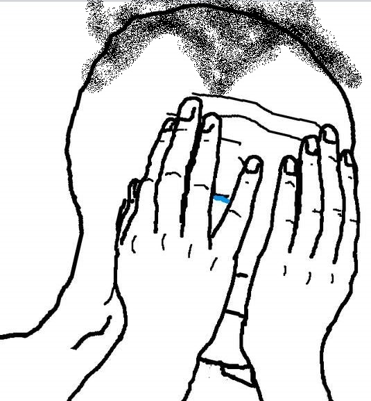 Wojak thinning hair covering face — Wojak meme