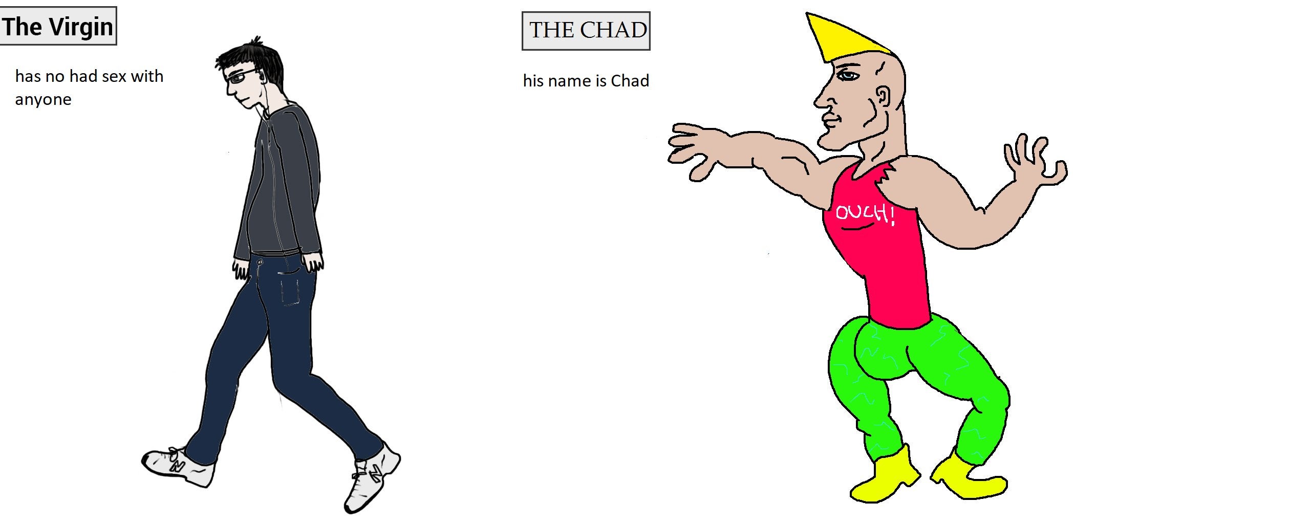 Chad vs virgin template white — Templates meme