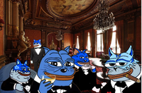 Toshi cat crew toasting — $TOSHI meme