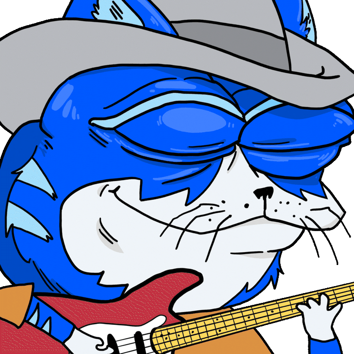 Toshi cat strumming guitar — $TOSHI meme