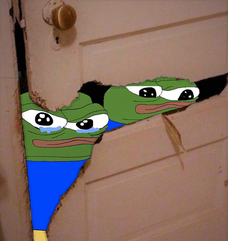 Pepe eat through door — Pepe meme