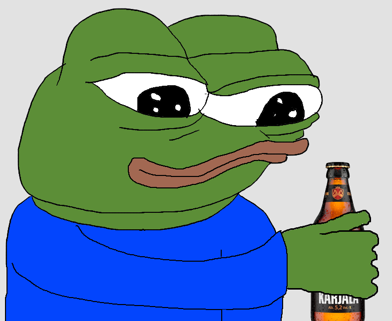 Pepe holding beer — Pepe meme