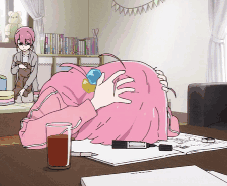 Anime Girl Struggle with Work — Reaction meme