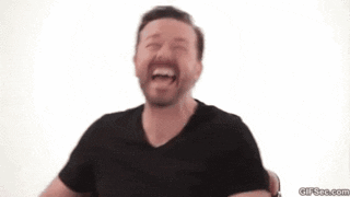 Ricky Gervais Cracks Up — Reaction meme