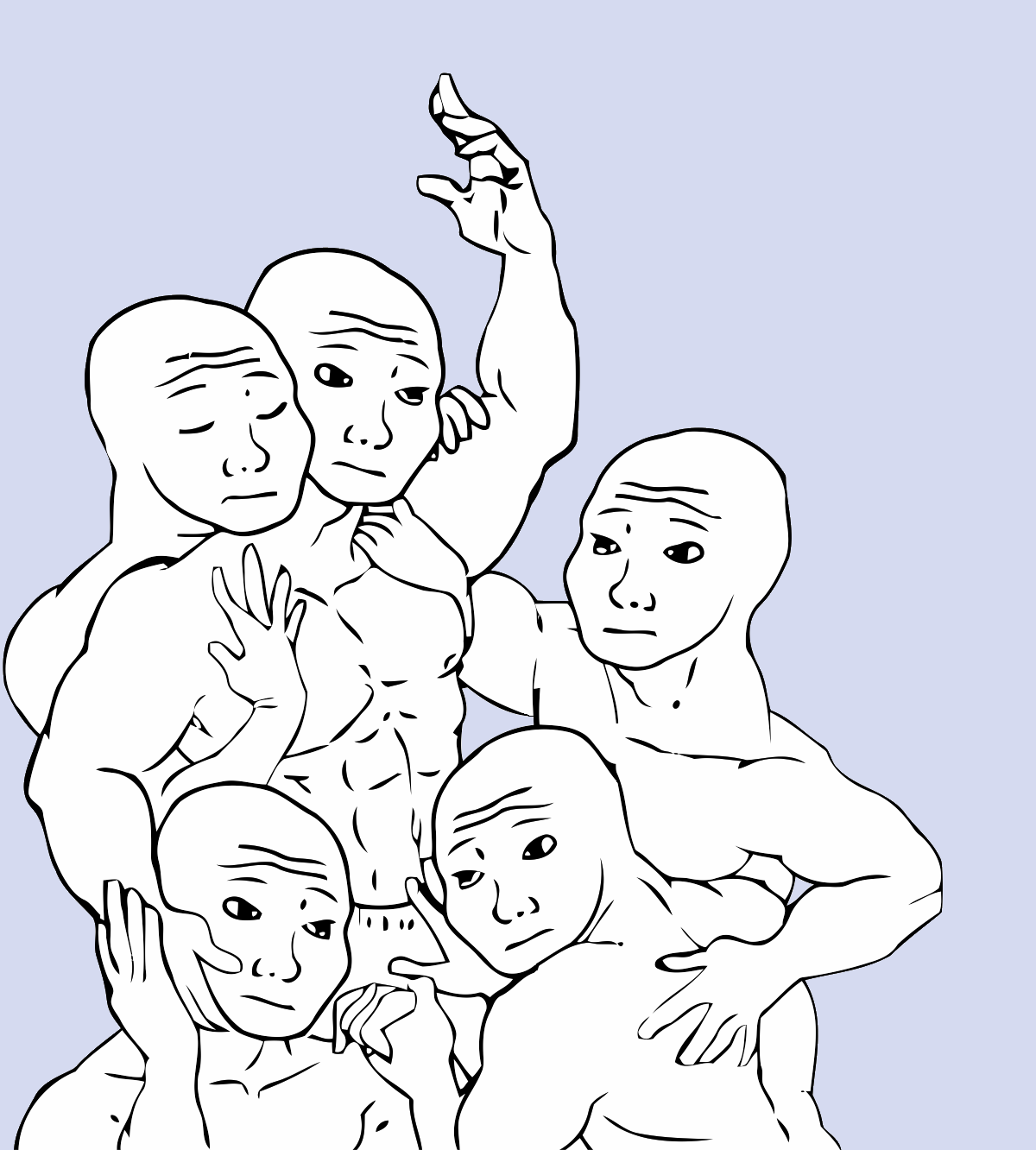 Wojak muscle surrounded by muscle wojaks — Wojak meme
