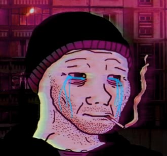 Wojak doomer crying purple tint — Wojak meme
