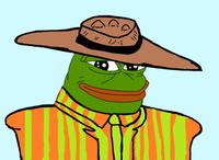 Pepe orange stripped shirt large brim hat — Pepe meme