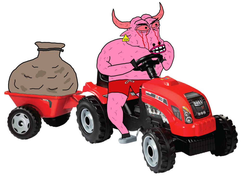 Pink wojak bull tractor — Wojak meme