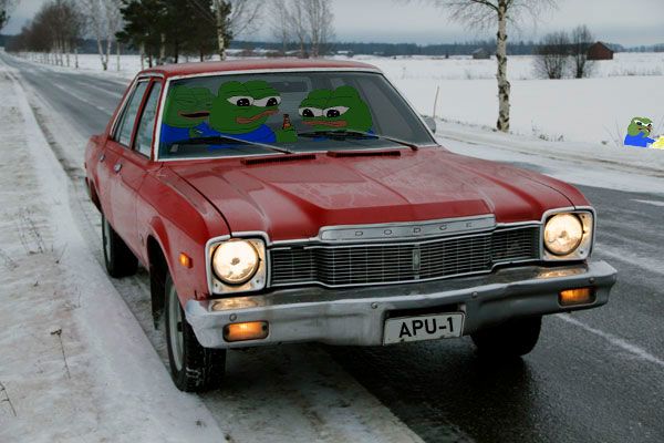 Pepes in old car — Pepe meme