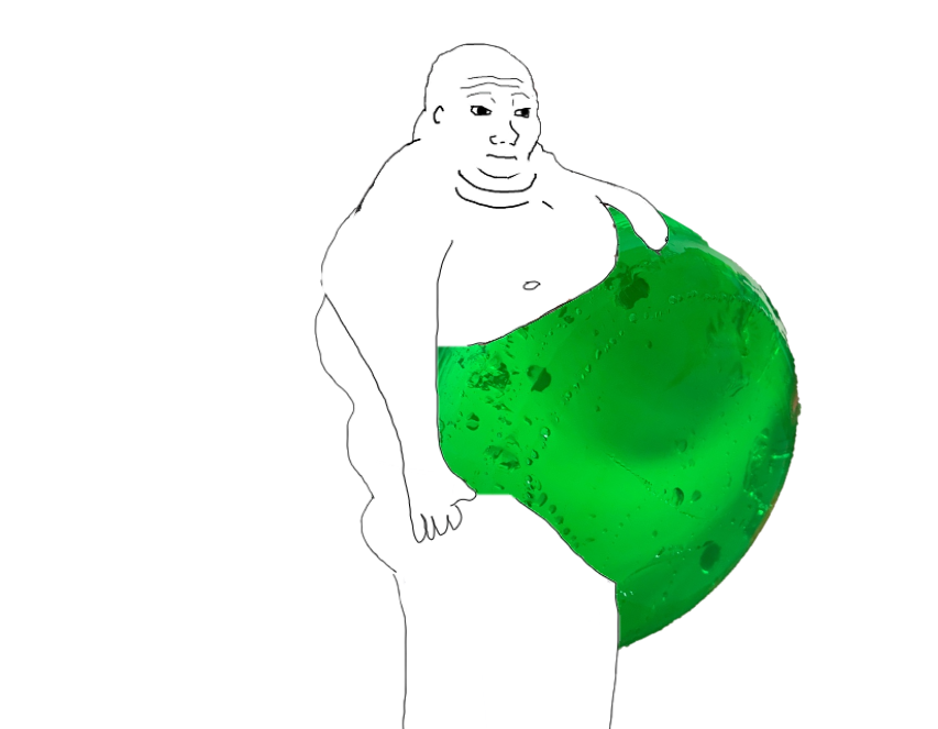 Wojak fat with green jello stomach — Wojak meme