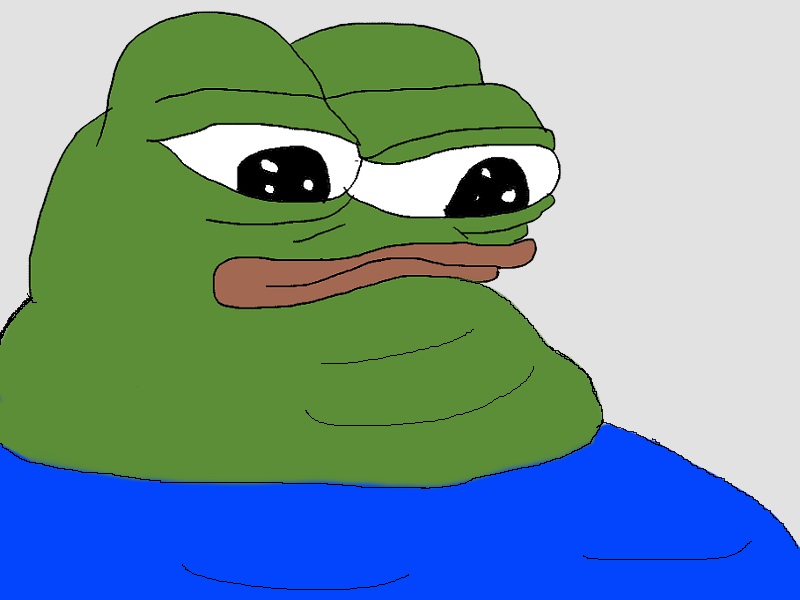 Pepe fat neck rolls looking down — Pepe meme