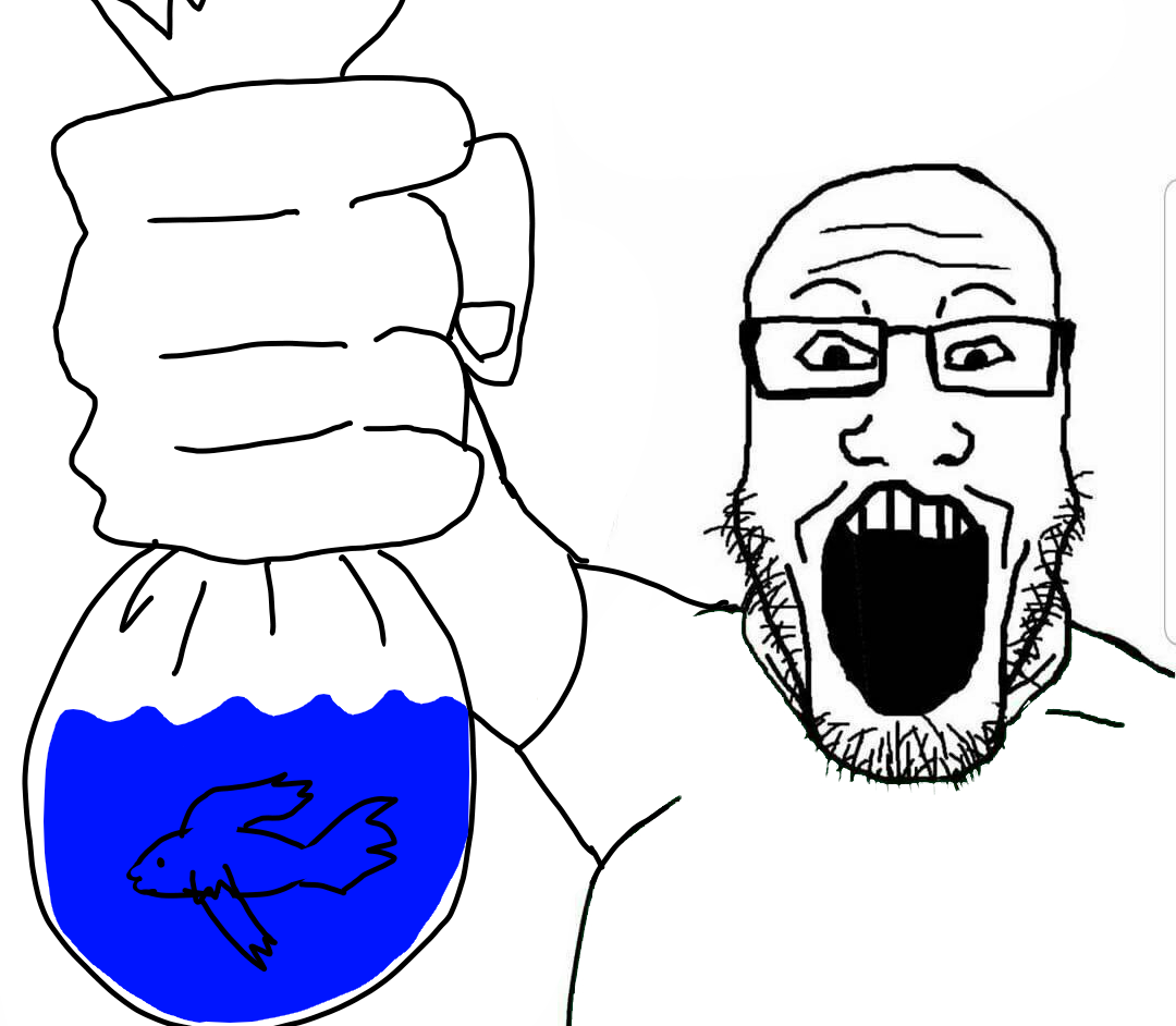 Wojak soy boy fat holding fish — Wojak meme
