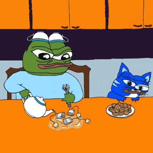 Toshi cat fed by pepe — $TOSHI meme