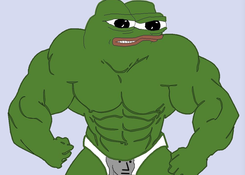 Pepe muscular wearing wojak npc undies — Pepe meme