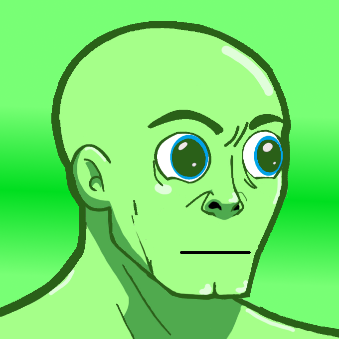 Green nujak suprised — Wojak meme