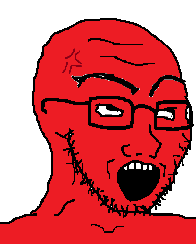 Red wojak soy boy angry — Wojak meme