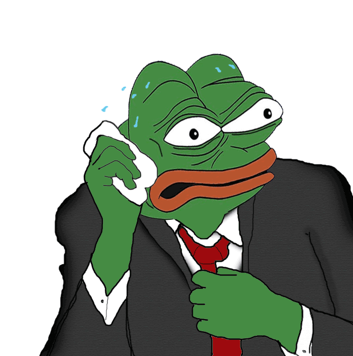 Pepe businessman suit sweating nervous — Pepe meme
