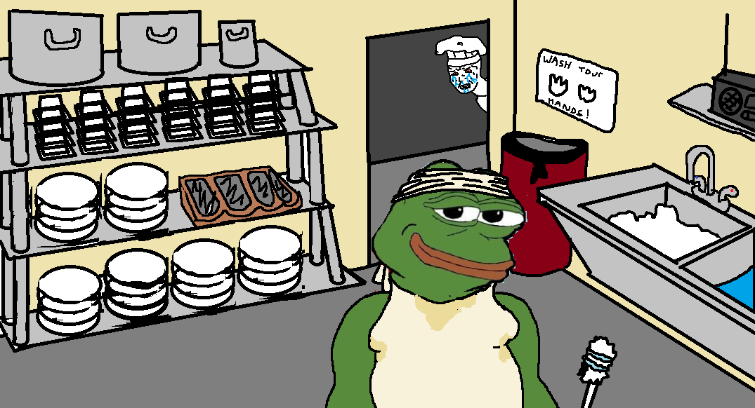 Wojak crying angry at chef pepe — Wojak meme