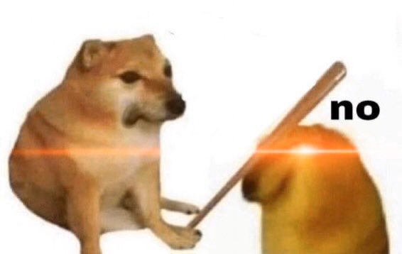 Doge booping doge with bat — Reaction meme
