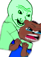 Bobo choked by green wojak — Bobo meme