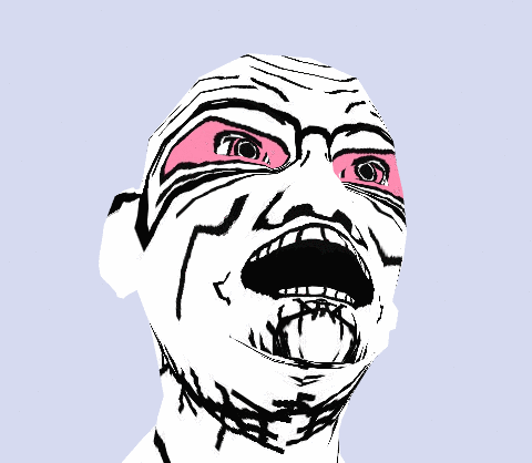 Wojak pink eyes seething — Wojak meme