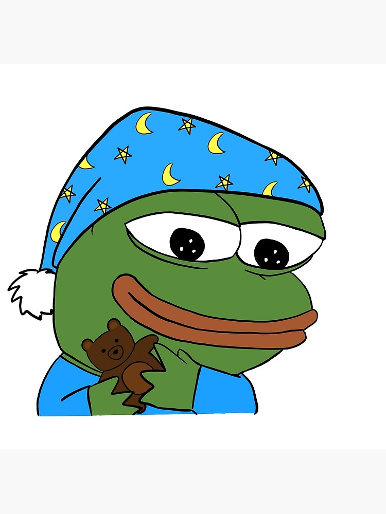Pepe nightcap holding teddy — Pepe meme