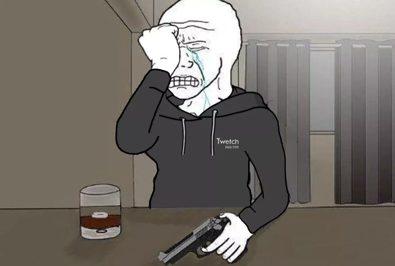 Cozy suicidal wojak — Twetch meme
