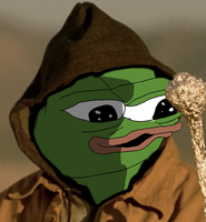 Pepe apu holding staff wearing hood — Apu meme