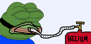Pepe closed eyes breathes helium — Pepe meme
