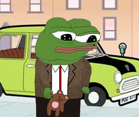 Pepe sad european holding bear — Pepe meme