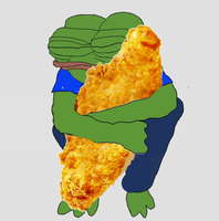 Pepe hugging chicken tender — Pepe meme