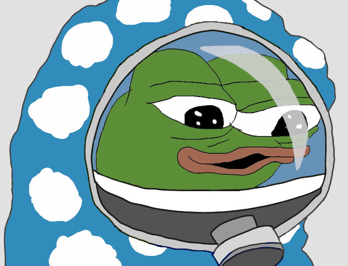 Pepe happy cloud hazmat suit — Pepe meme