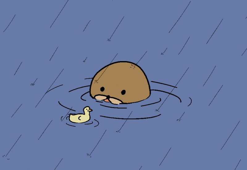 Spurdo in water with duck — Reaction meme