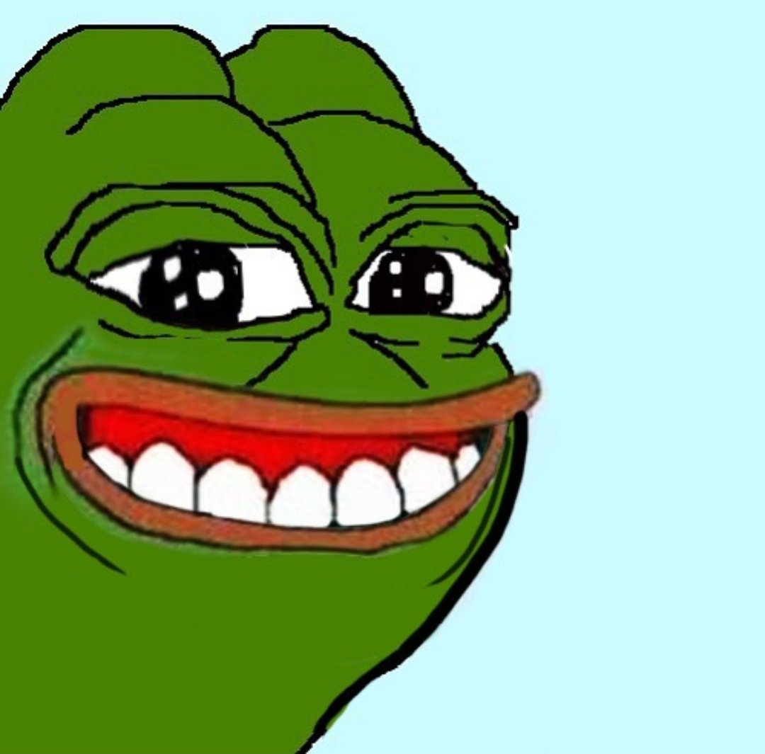 Pepe smiling showing upper teeth — Pepe meme