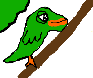 Pepe bird badly drawn on stick — Pepe meme
