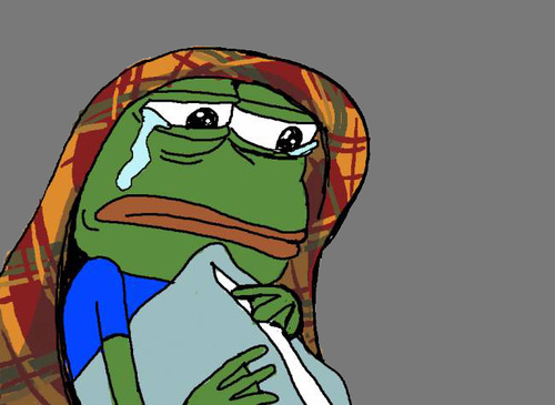 Pepe crying under blanket — Pepe meme