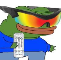 Pepe polarized sunglasses drinking monster — Pepe meme