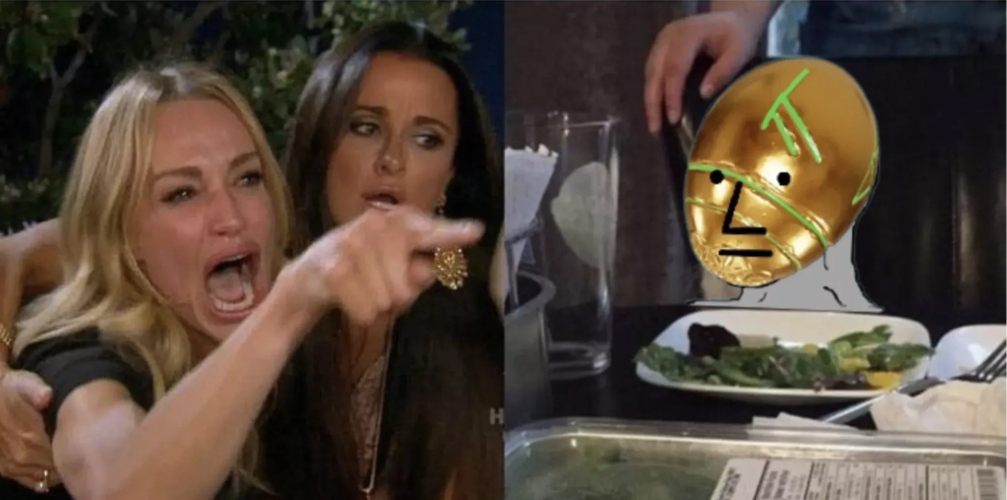 Women yelling at NPC Twetch Egg — Twetch meme