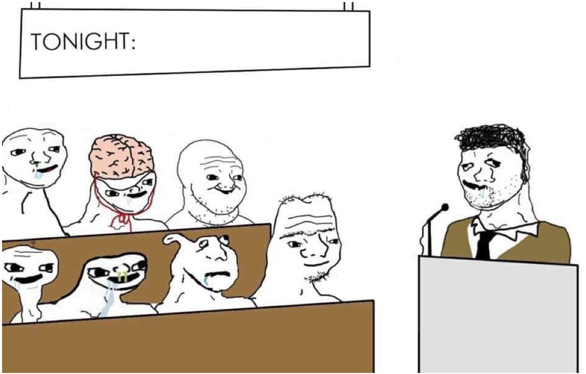 Brainlet audience speaker meme template — Templates meme