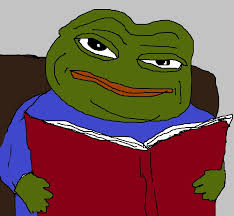 Pepe doubtful reading book — Pepe meme